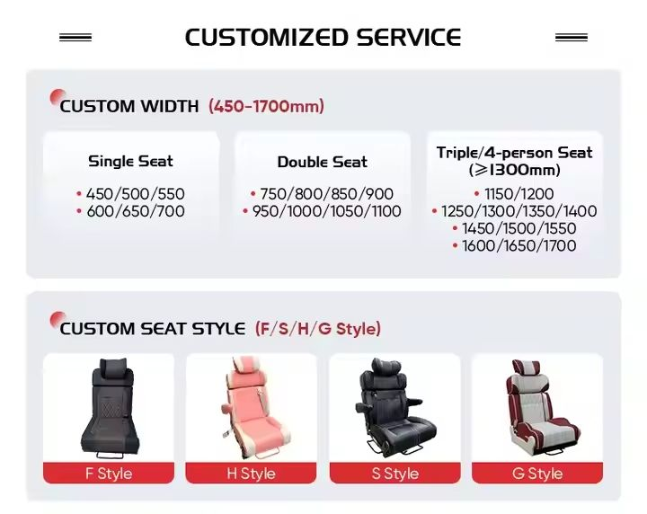 Custom Double-Person Folding Seats With Adjustable Backrest Ideal as Luxury Passenger Seats for RV Campervan Van Caravan Touring