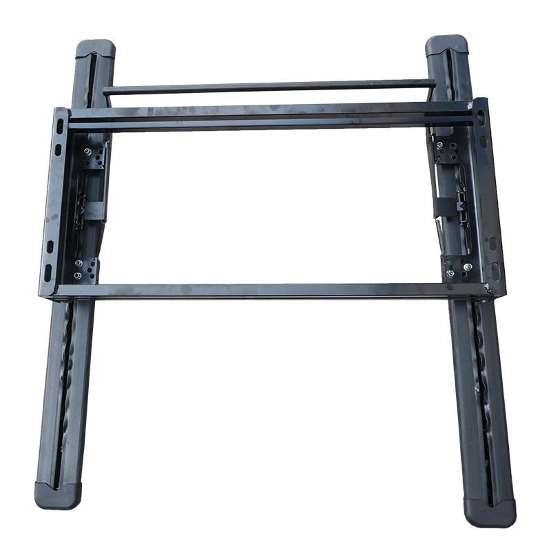 Top view of heavy-duty steel van seat mounting subframe and floor rails